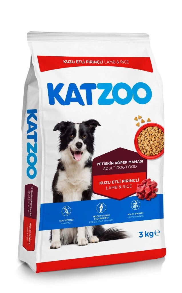 Katzoo Kuzu Etli Pirinçli Yetişkin Köpek Maması 3kg 6 Adet