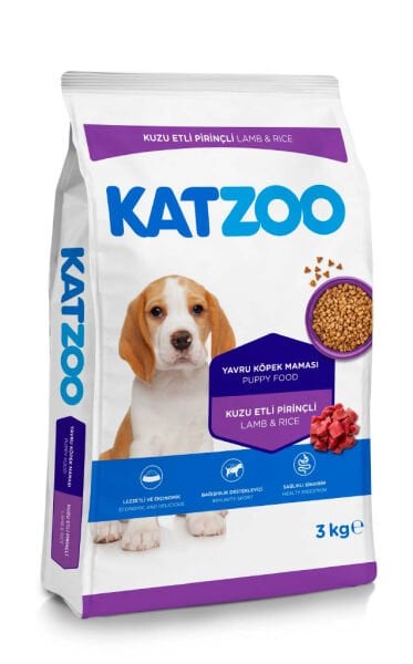 Katzoo Kuzu Etli Pirinçli Yavru Köpek Maması 3kg 6 Adet